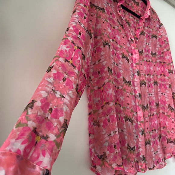 Floral pink shirt MNG collection - Picture 3 of 4